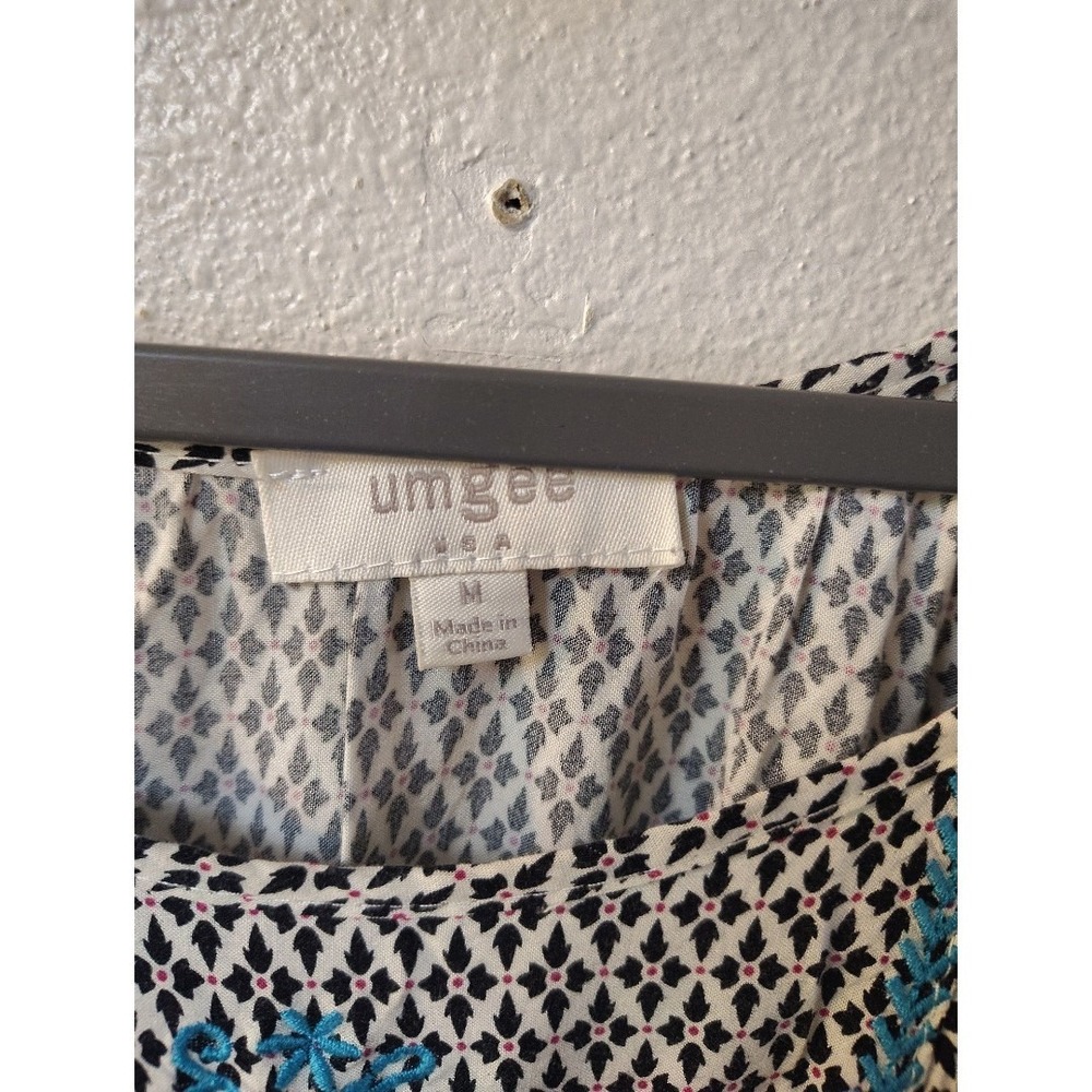 Umgee‎ USA Boho Geometric Print Embroidered Tunic Dress Turquoise Medium - Picture 2 of 3